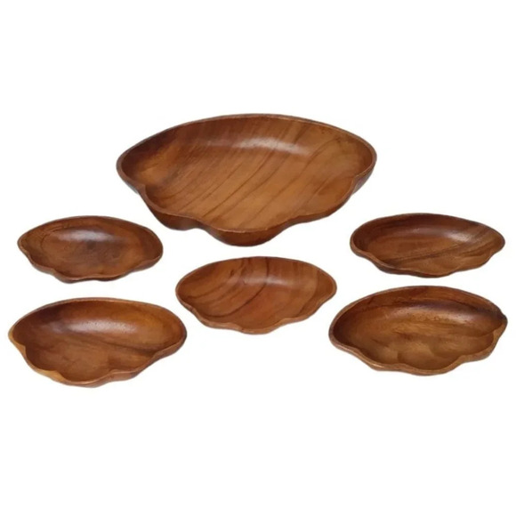 Vintage ALII WOODS HONOLULU Monkeypod Set Bowl Set - Picture 1 of 8